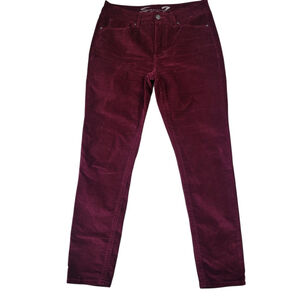 Seven 7 Tummyless High Rise Skinny Red Velvet Cotton Blend Pants 10 Women's
